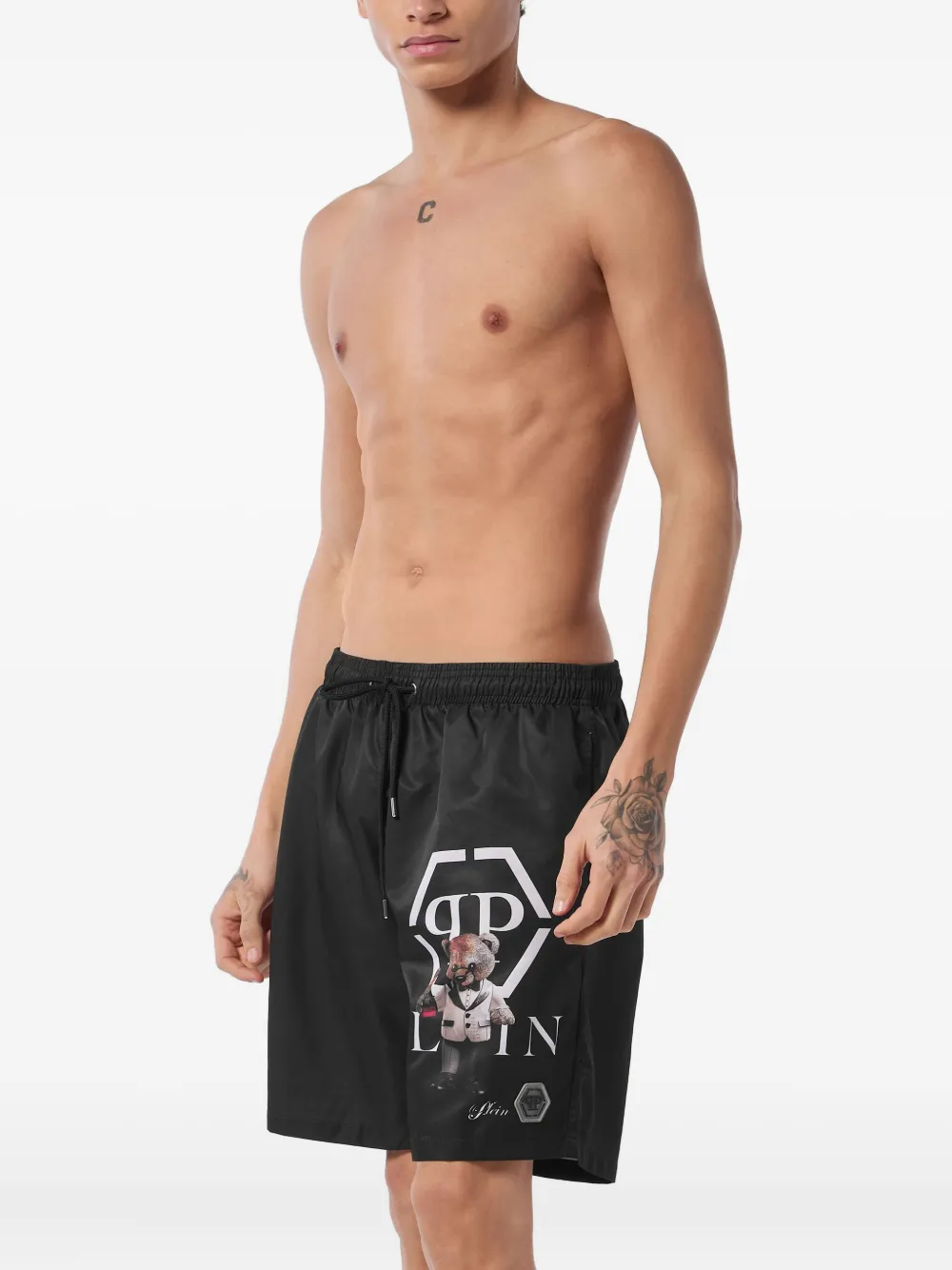 Philipp Plein Zwembroek met Teddy-print Zwart
