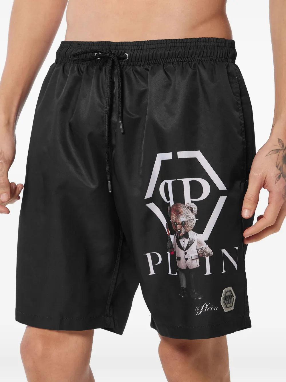 Philipp Plein Zwembroek met Teddy-print Zwart