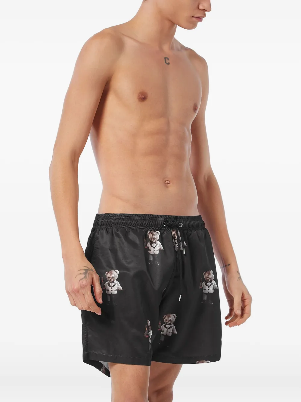 Philipp Plein Zwembroek met Teddy-print Zwart