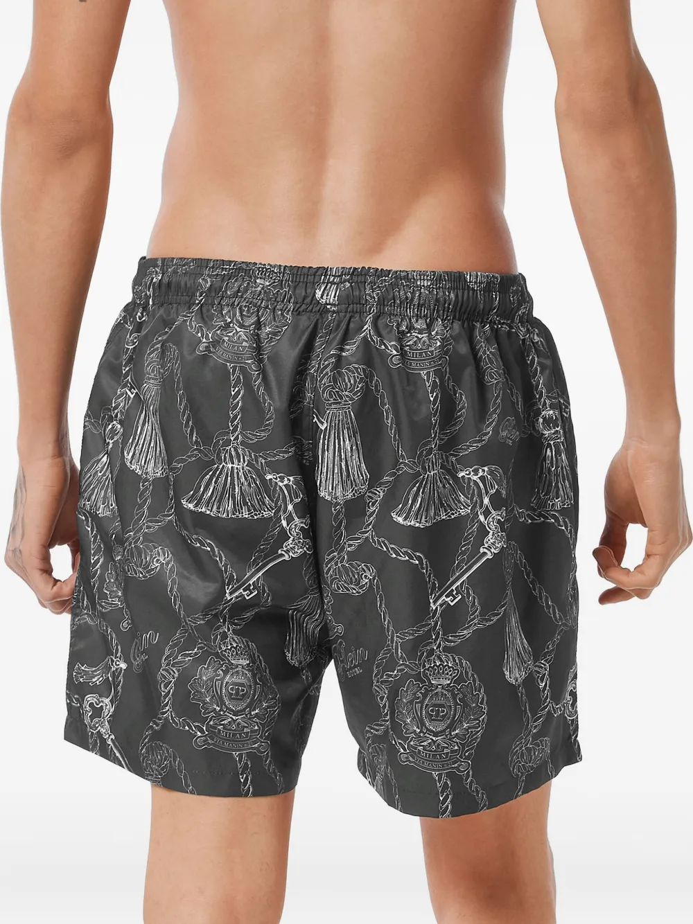 Philipp Plein Zwembroek met print en kwastje Zwart