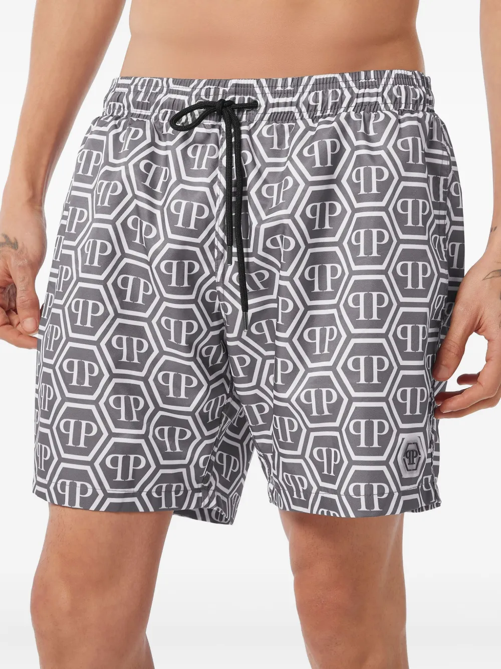 Philipp Plein Zwembroek met zeshoekig jacquard Blauw