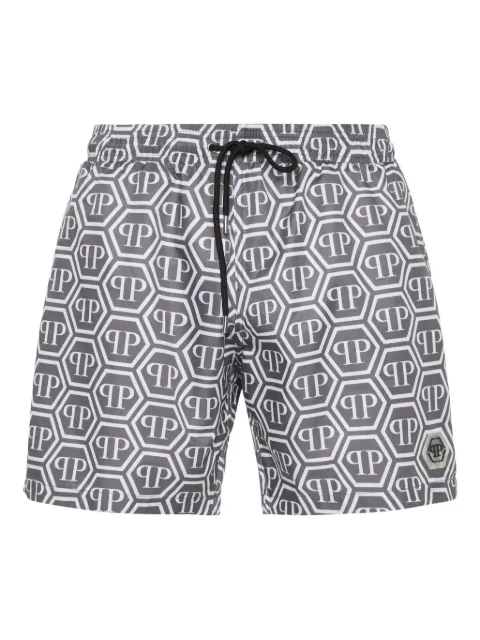 Philipp Plein Badeshorts aus sechseckigem Jacquard