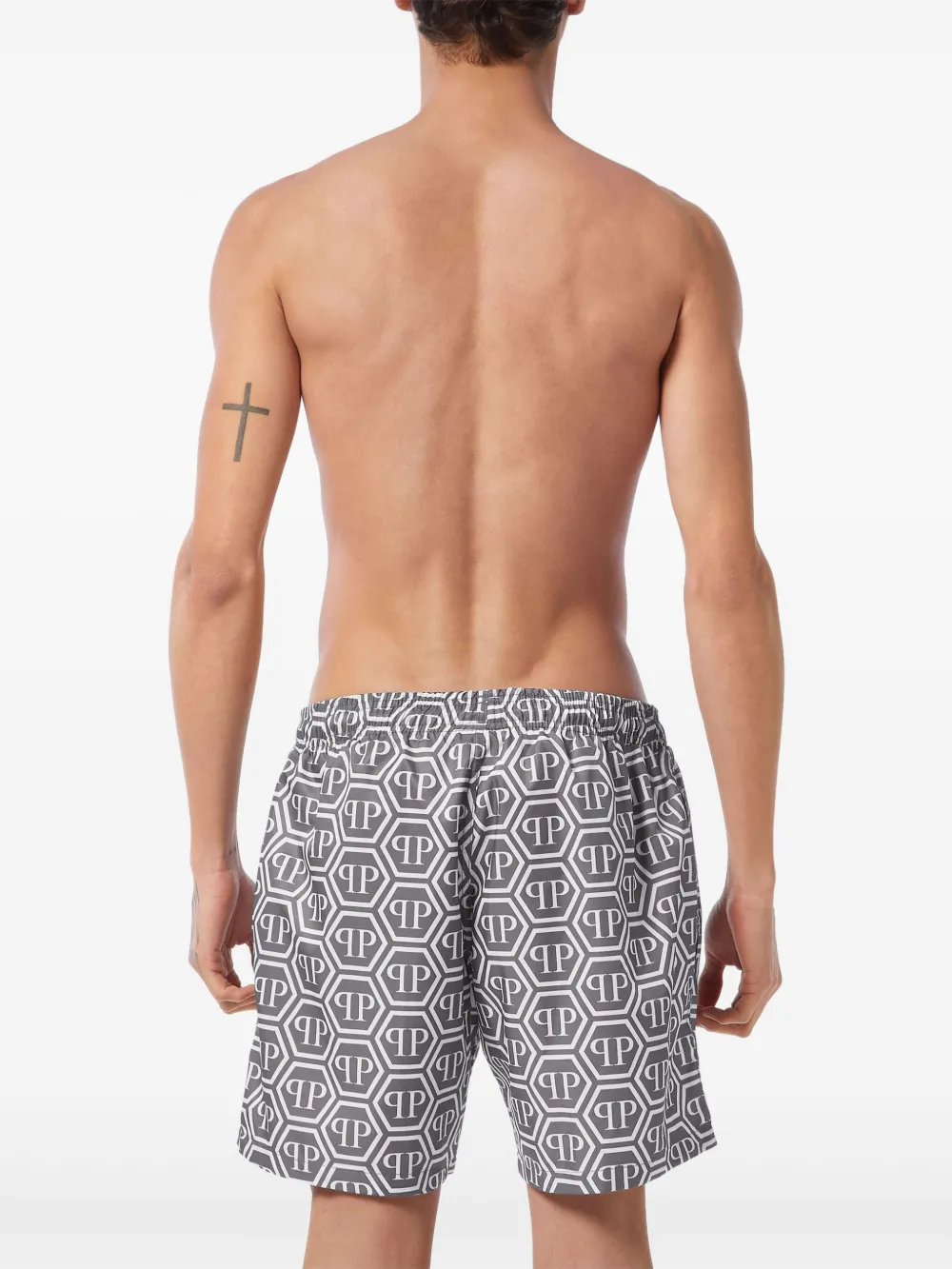 Philipp Plein Zwembroek met zeshoekig jacquard Blauw