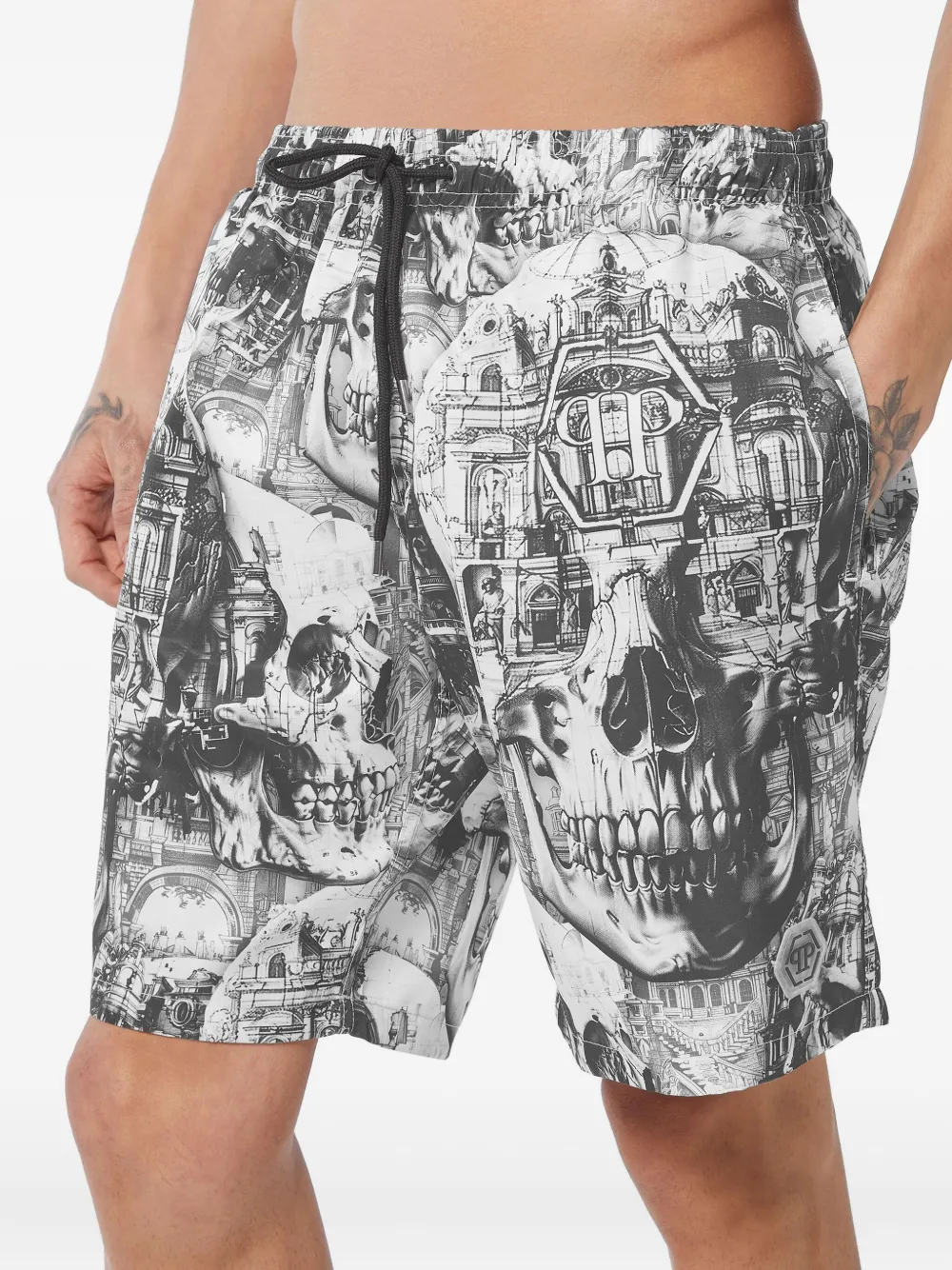 Philipp Plein Zwembroek met grafische print Zwart