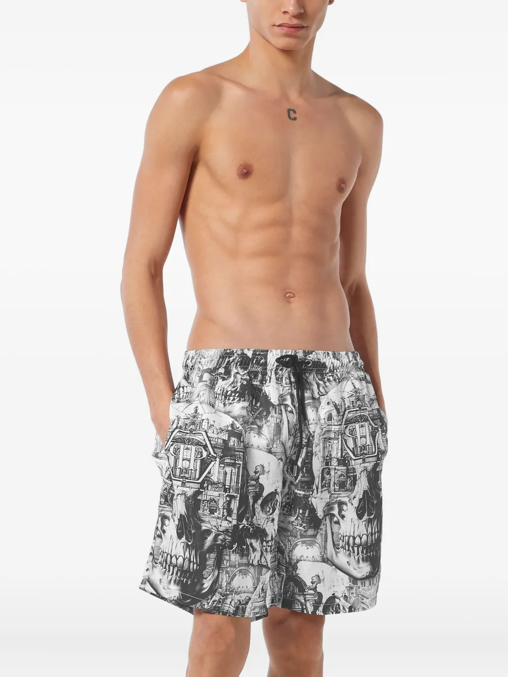 Philipp Plein Zwembroek met grafische print Zwart