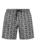 Philipp Plein monogram hexagon swim shorts - Black