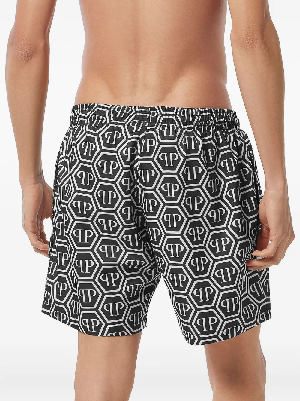 Philipp Plein Zwembroek met monogram Zwart