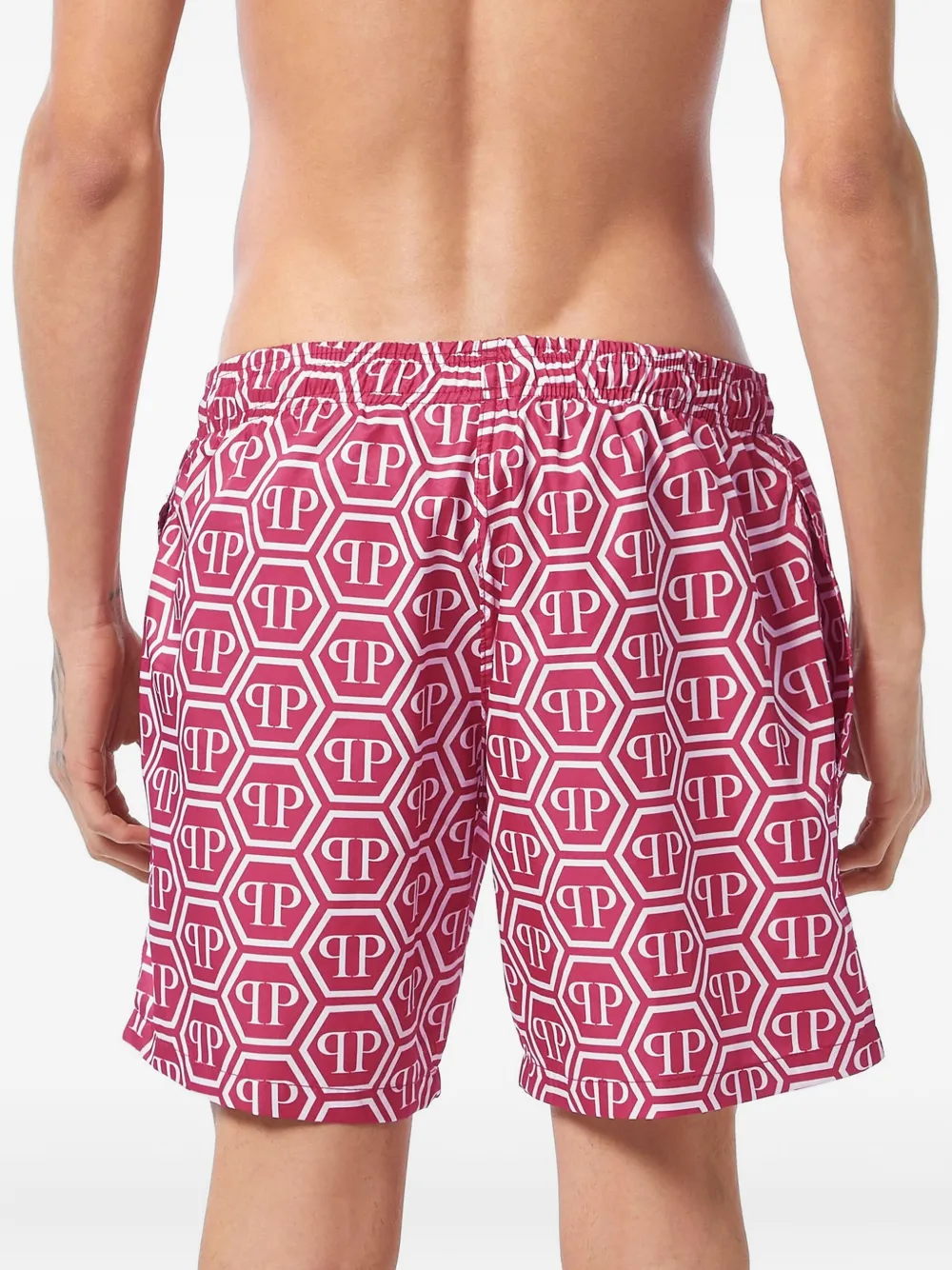 Philipp Plein Zwembroek met monogram Rood