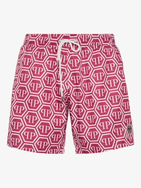 Philipp Plein monogram hexagon swim shorts