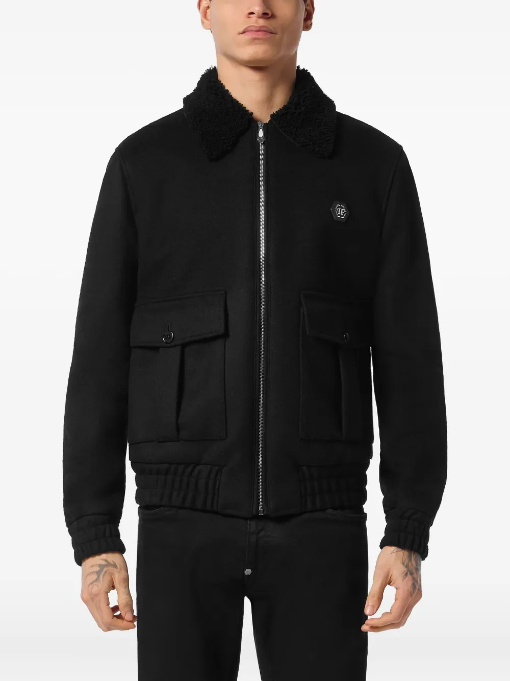 Philipp Plein Jack met logopatch Zwart
