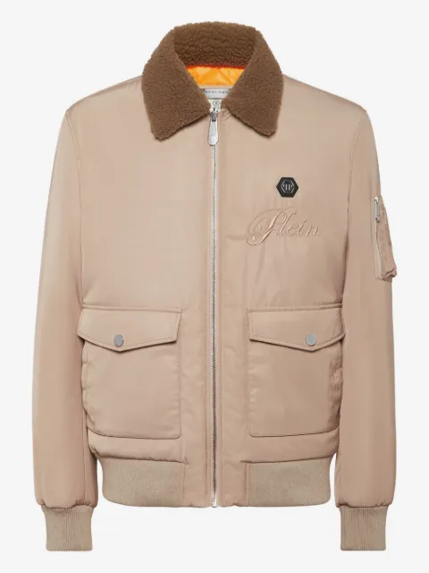 Philipp Plein chamarra bomber con cuello texturizado