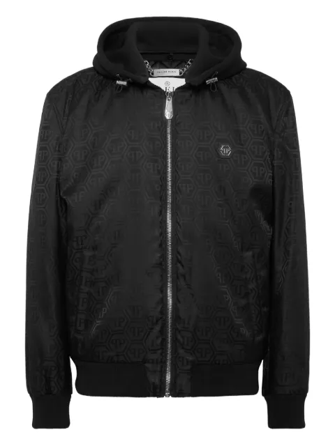Philipp Plein logo-pattern hooded bomber jacket