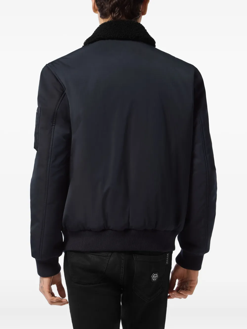 Philipp Plein shearling-collar bomber jacket Blauw