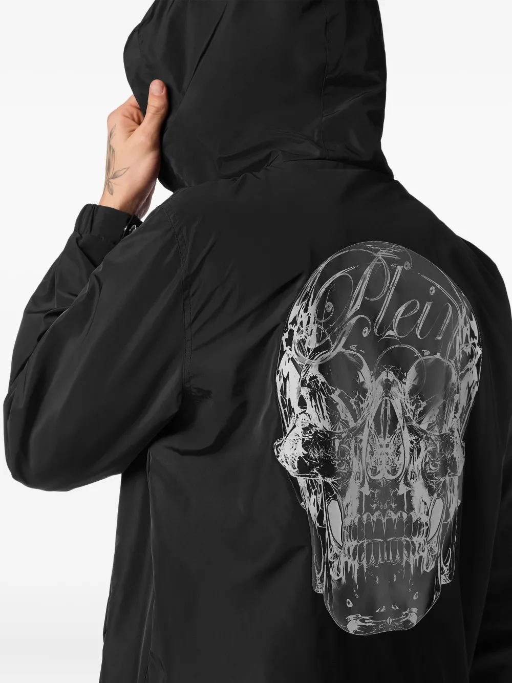 Philipp Plein Glass Skull windjack met capuchon Zwart