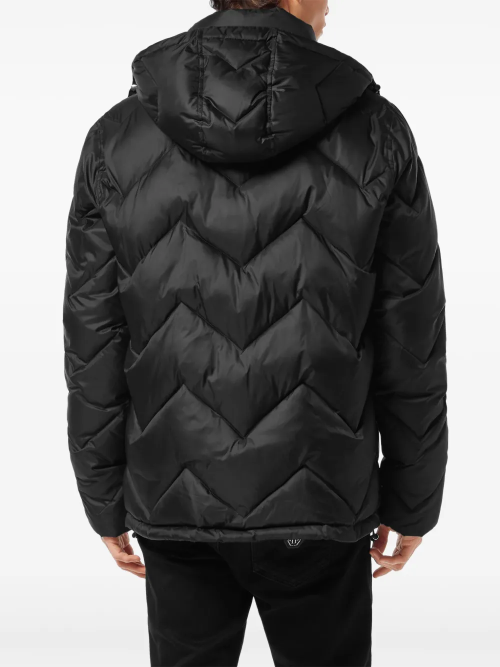 Philipp Plein Donsjack met chevron streep Zwart