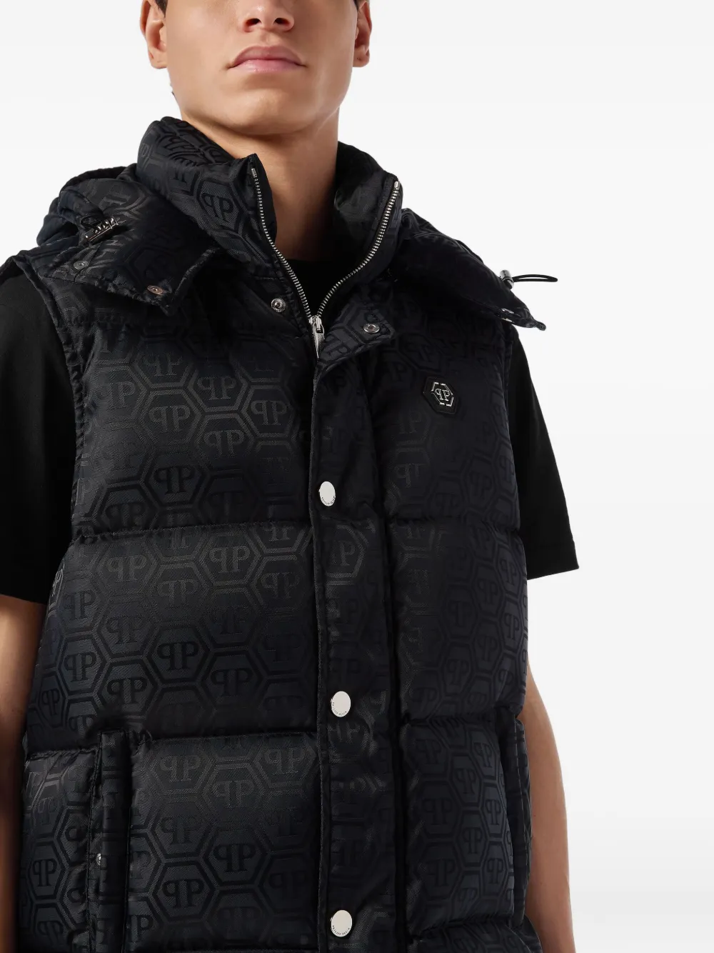 Philipp Plein monogram quilted down gilet Blauw
