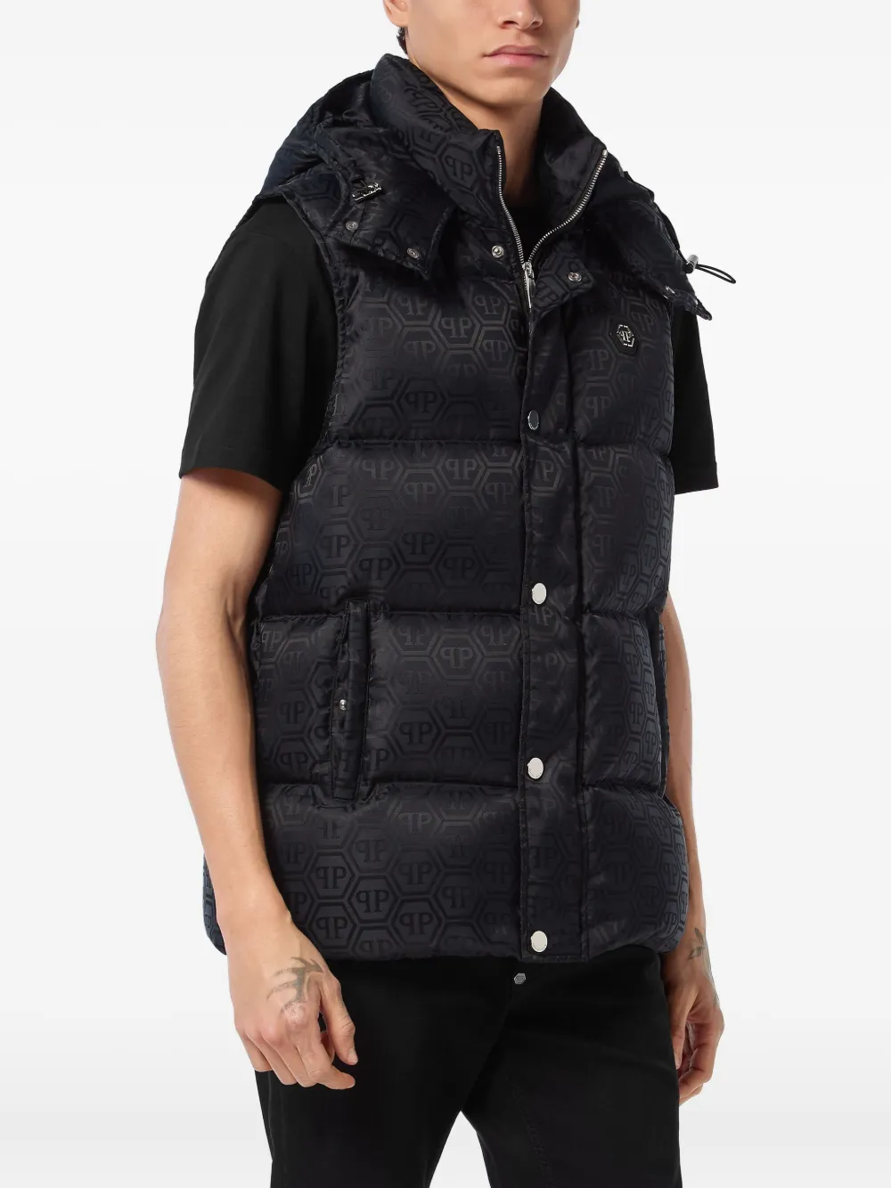 Philipp Plein monogram quilted down gilet Blauw