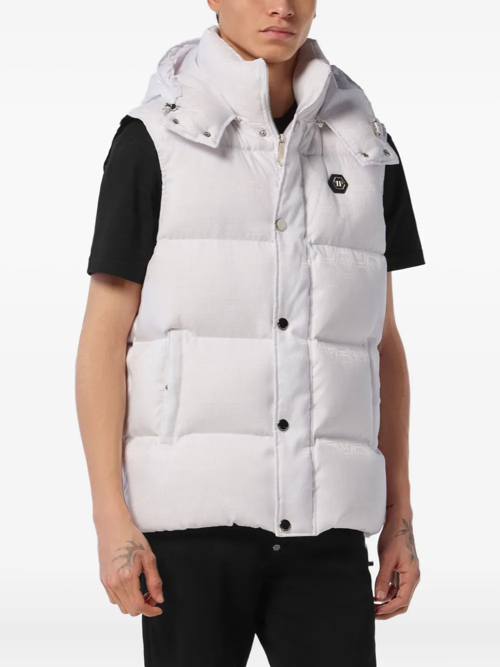 Philipp Plein monogram quilted gilet Wit