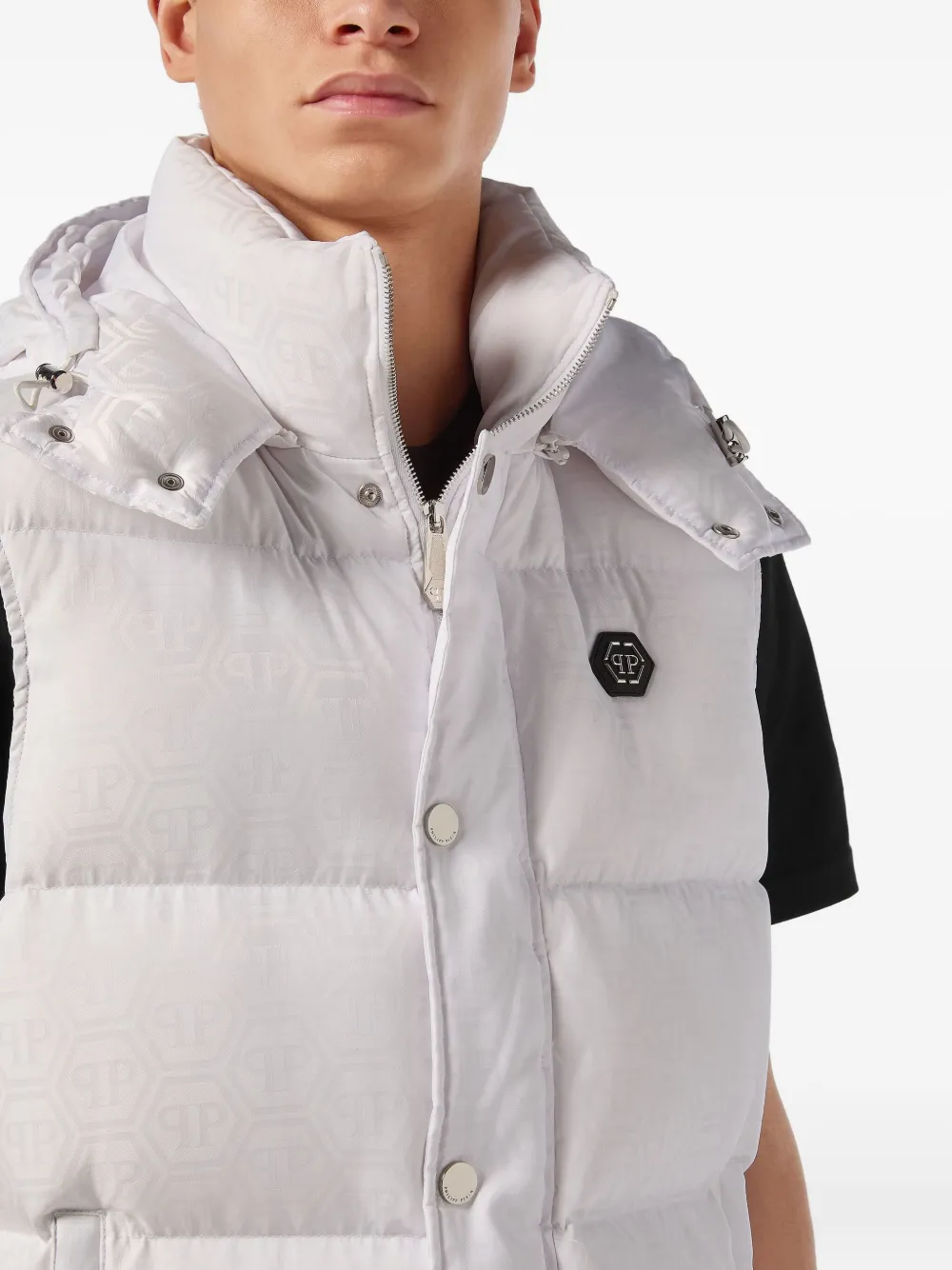 Philipp Plein monogram quilted gilet Wit