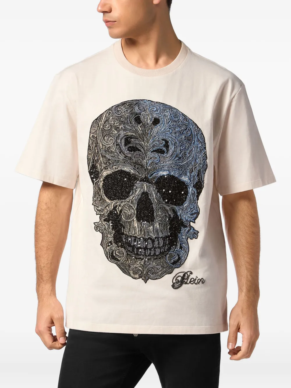 Philipp Plein Overhemd verfraaid met doodskop Wit