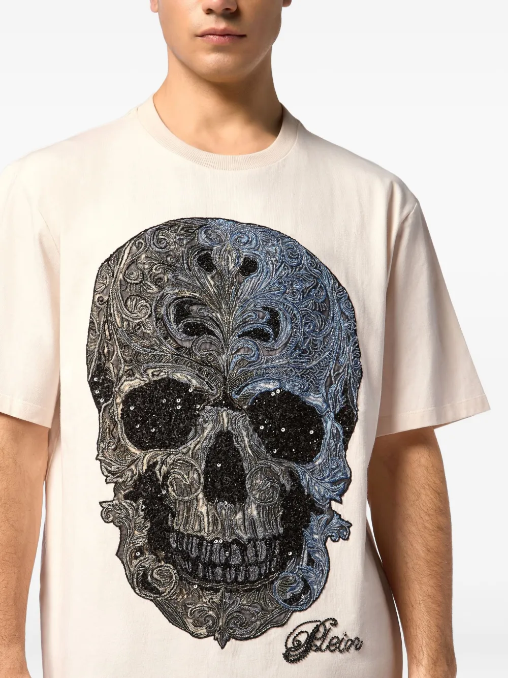 Philipp Plein Overhemd verfraaid met doodskop Wit