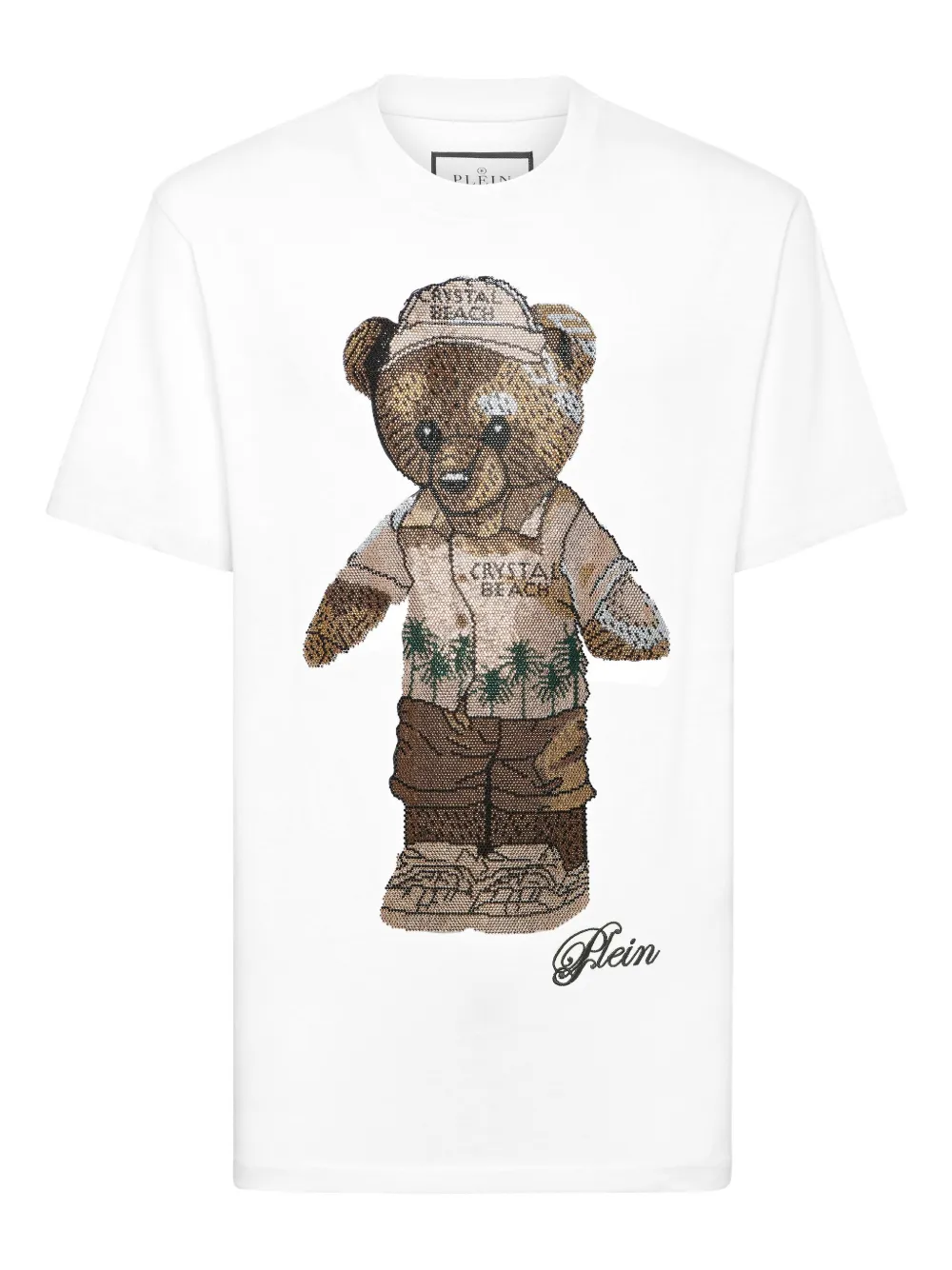 Philipp Plein T-shirt verfraaid met kristallen en teddybeer Wit