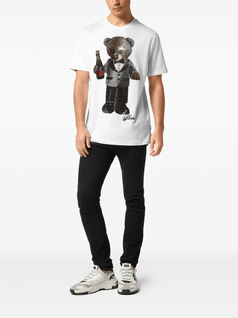 Philipp Plein teddy bear sequin T-shirt Wit