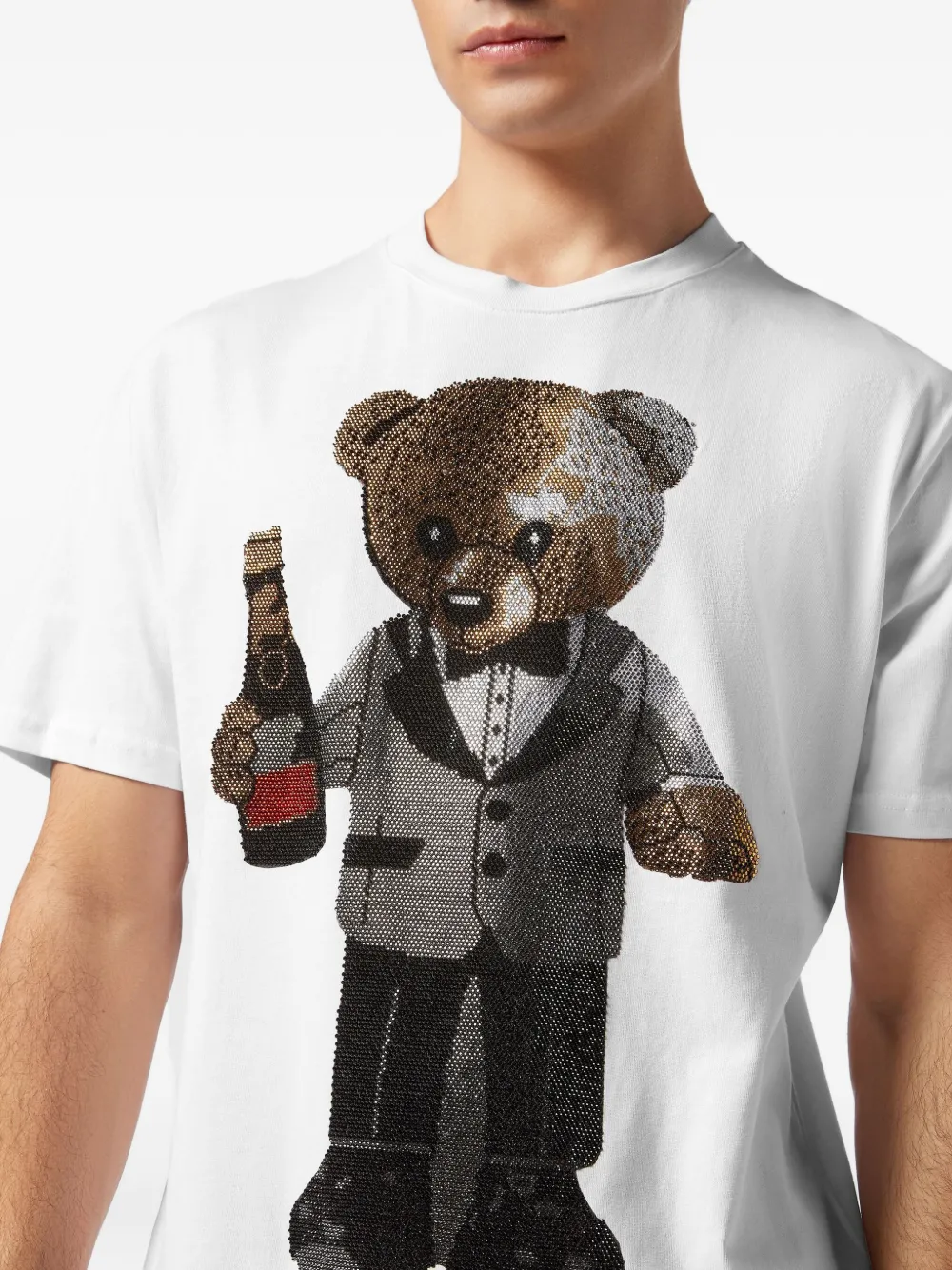 Philipp Plein teddy bear sequin T-shirt Wit