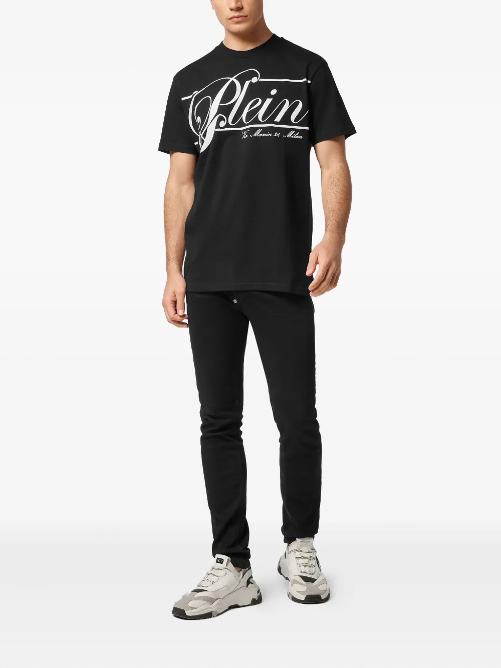 Philipp Plein Katoenen T-shirt met logoprint Zwart