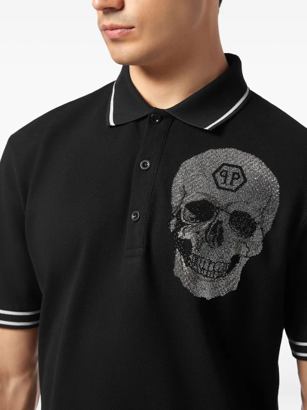 Philipp Plein crystal-embellished polo shirt Zwart