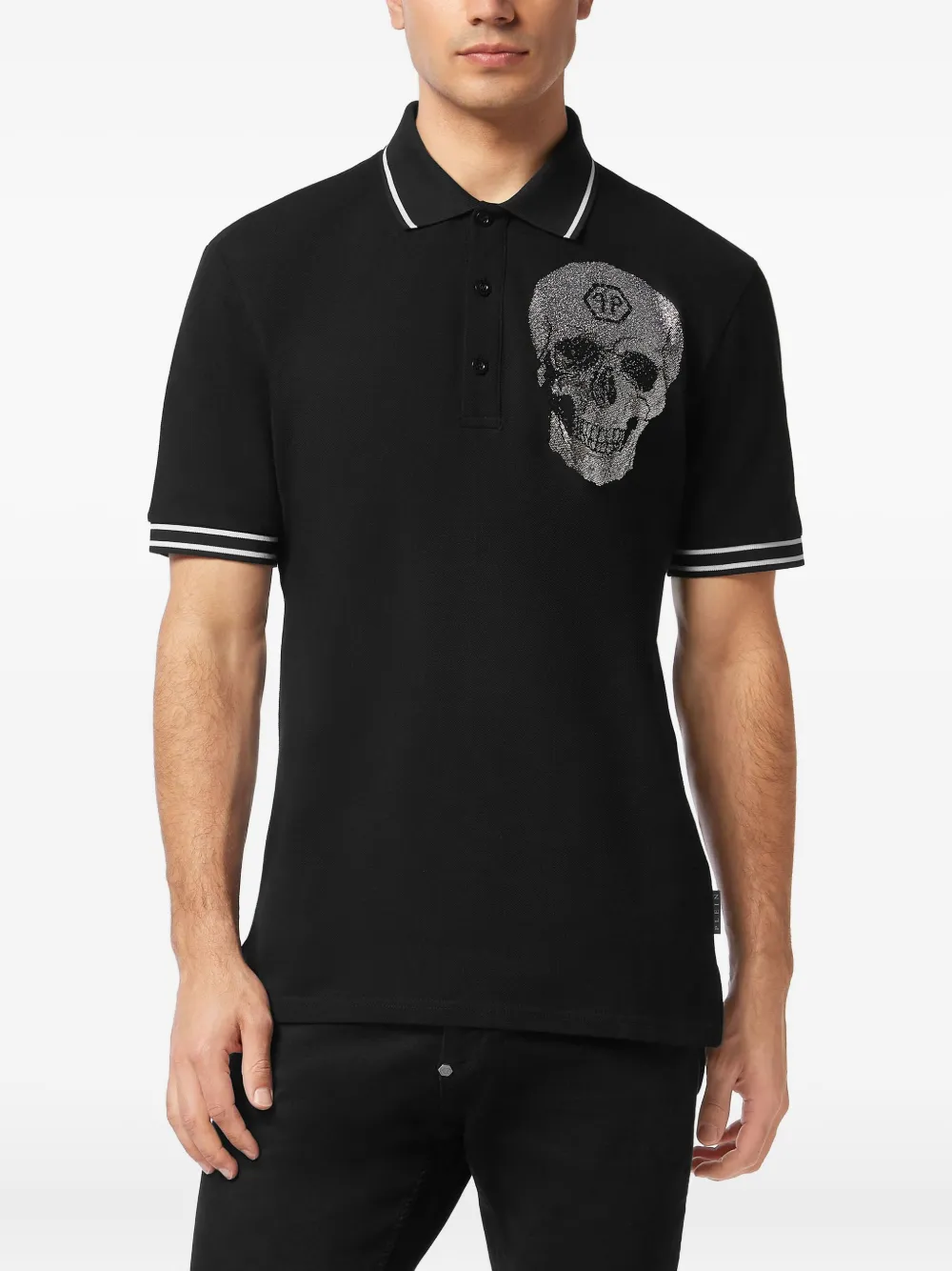 Philipp Plein crystal-embellished polo shirt Zwart