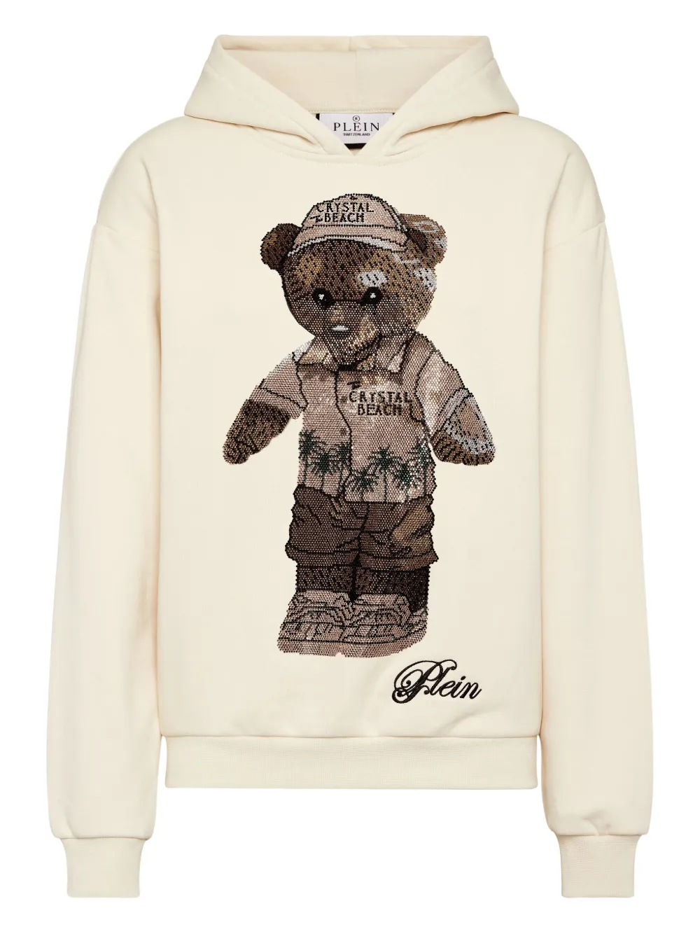 Philipp Plein Teddy Beach crystal hoodie Beige