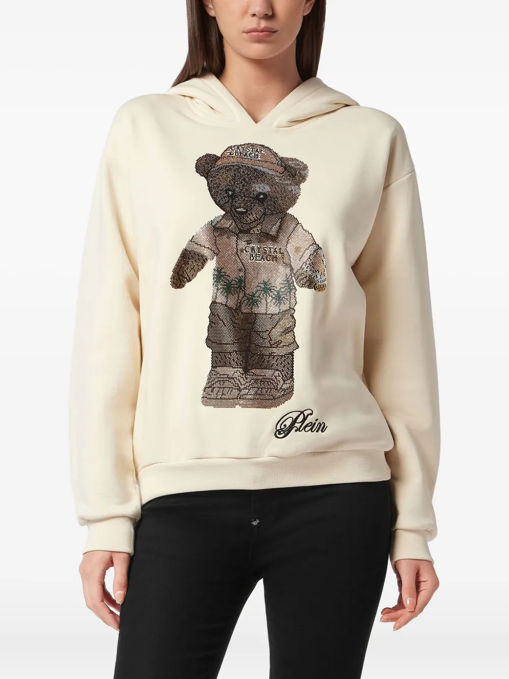 Philipp Plein Teddy Beach crystal hoodie Beige