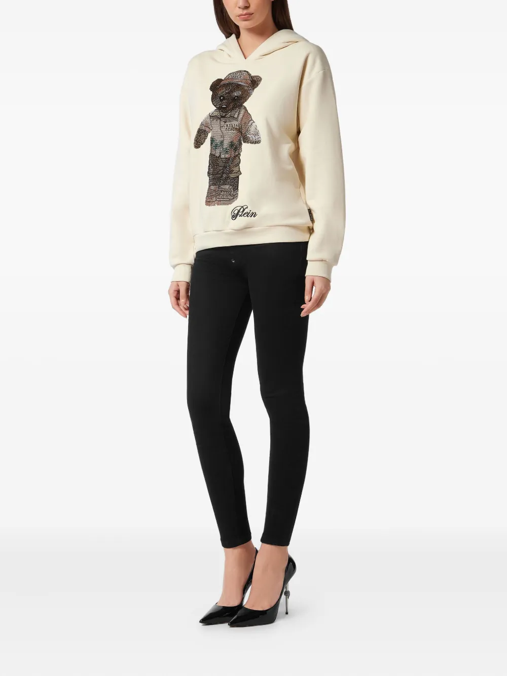 Philipp Plein Teddy Beach crystal hoodie Beige