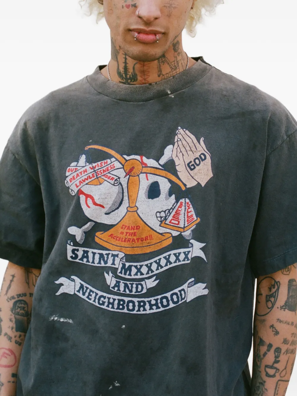 Neighborhood Katoenen T-shirt - Zwart