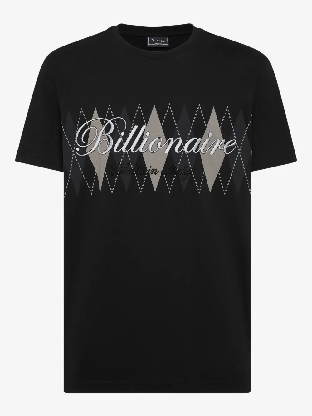 Billionaire logo菱形纹图案T恤 | 黑色 | Image 1