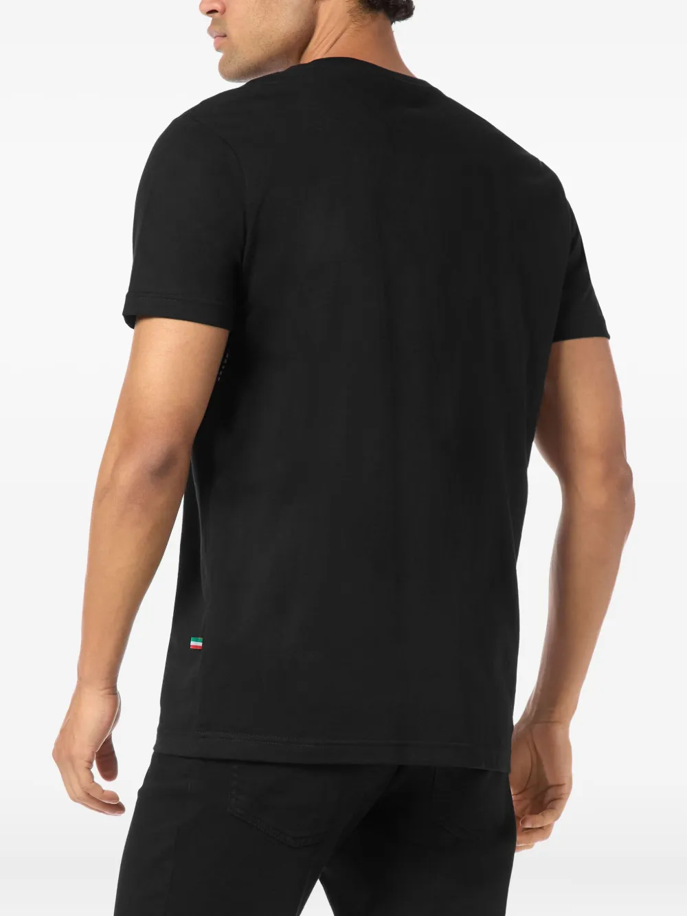 Billionaire T-shirt met argyle-patroon en logo Zwart