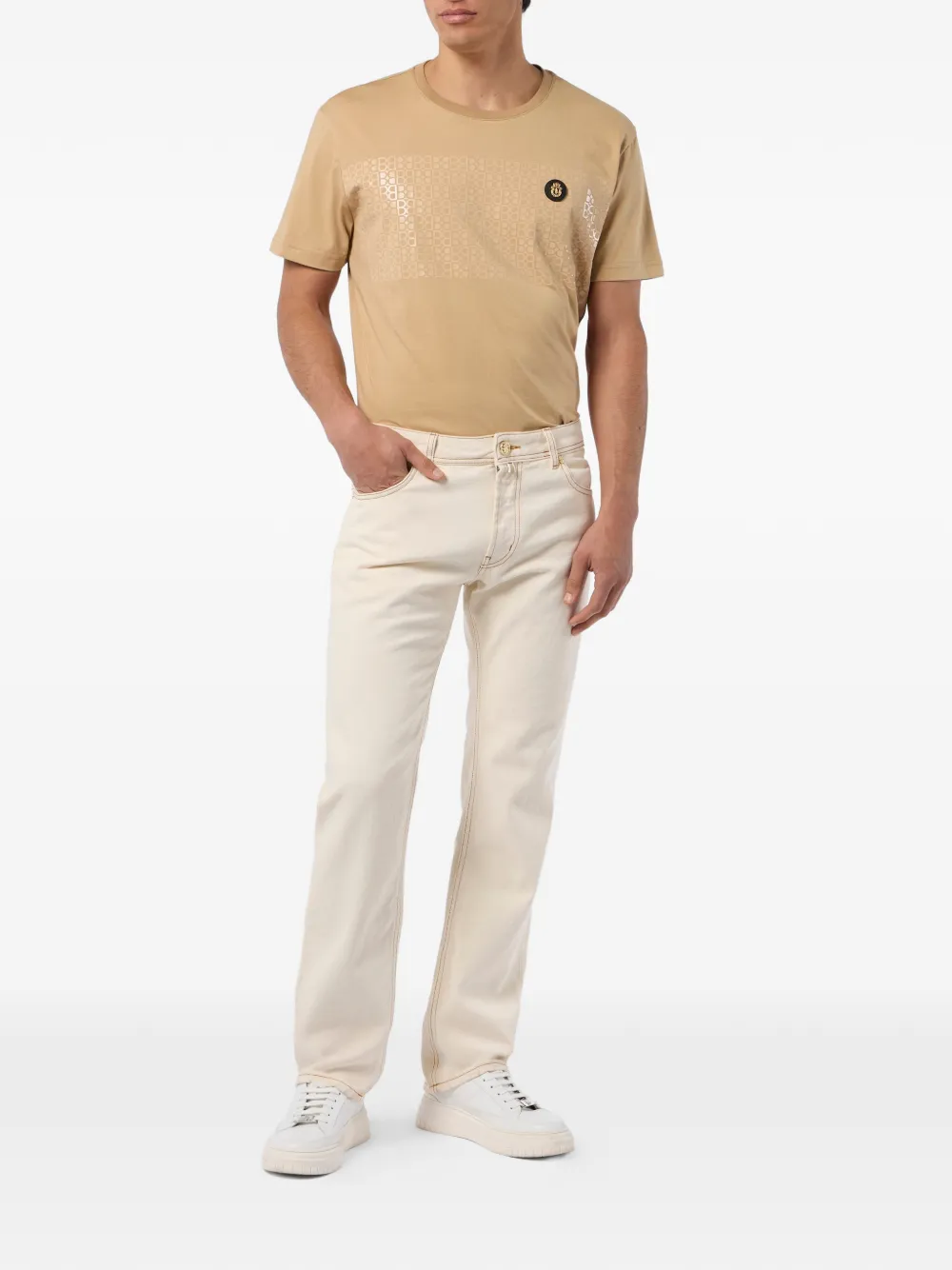 Billionaire embroidered pocket jeans - Beige