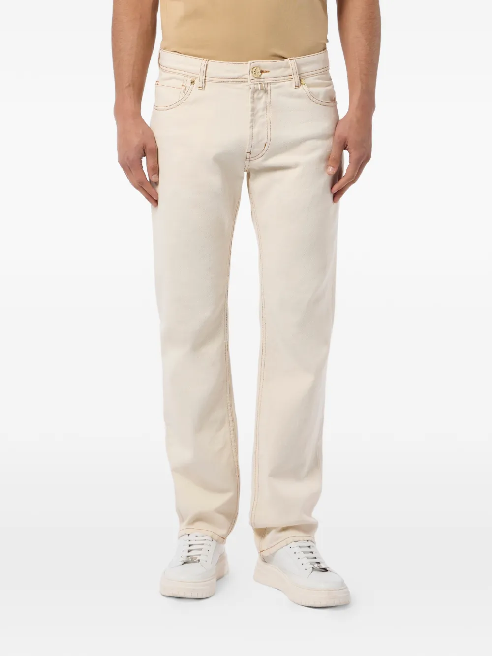 Billionaire Jeans met geborduurde zak Beige