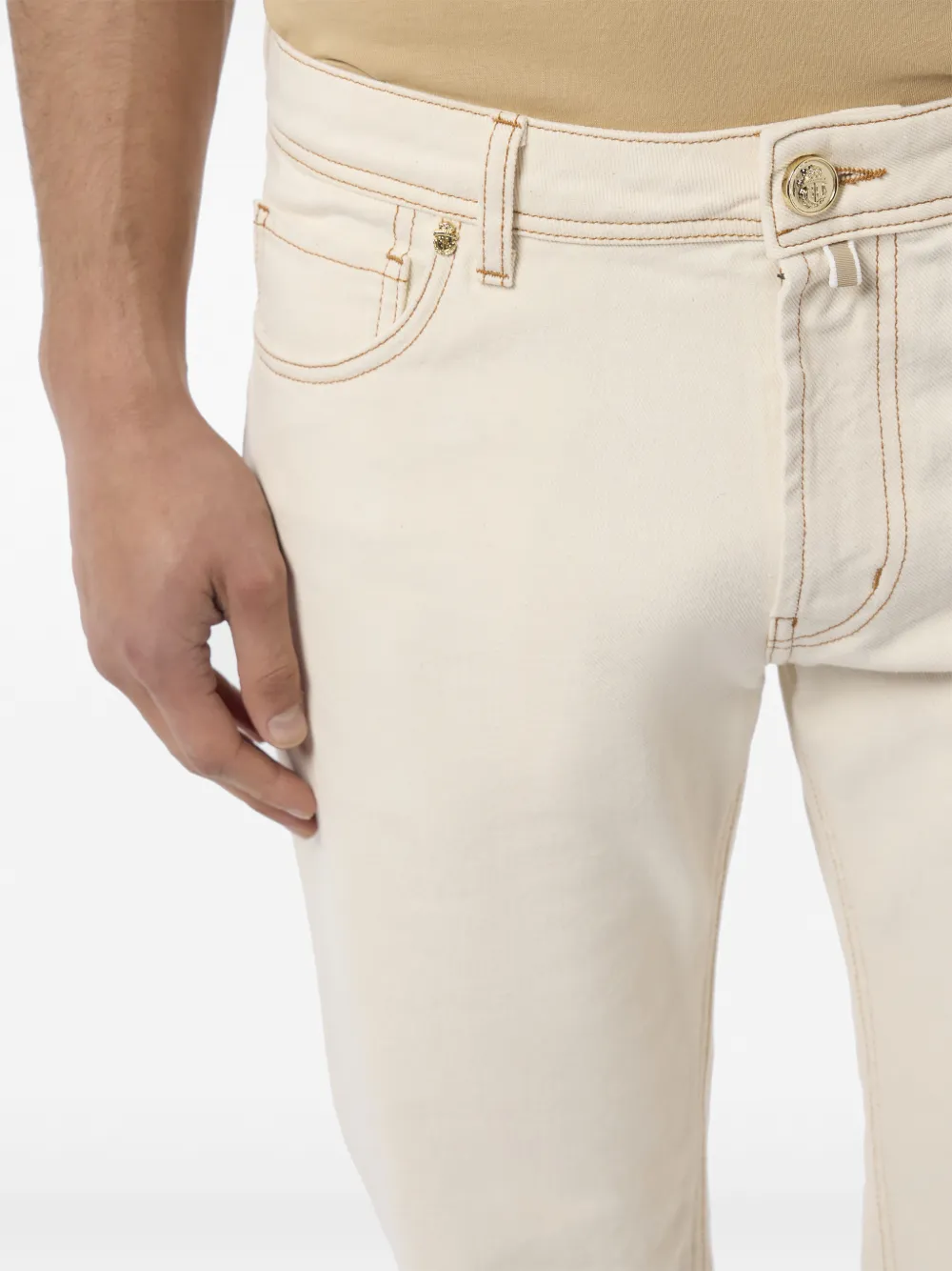 Billionaire Jeans met geborduurde zak Beige