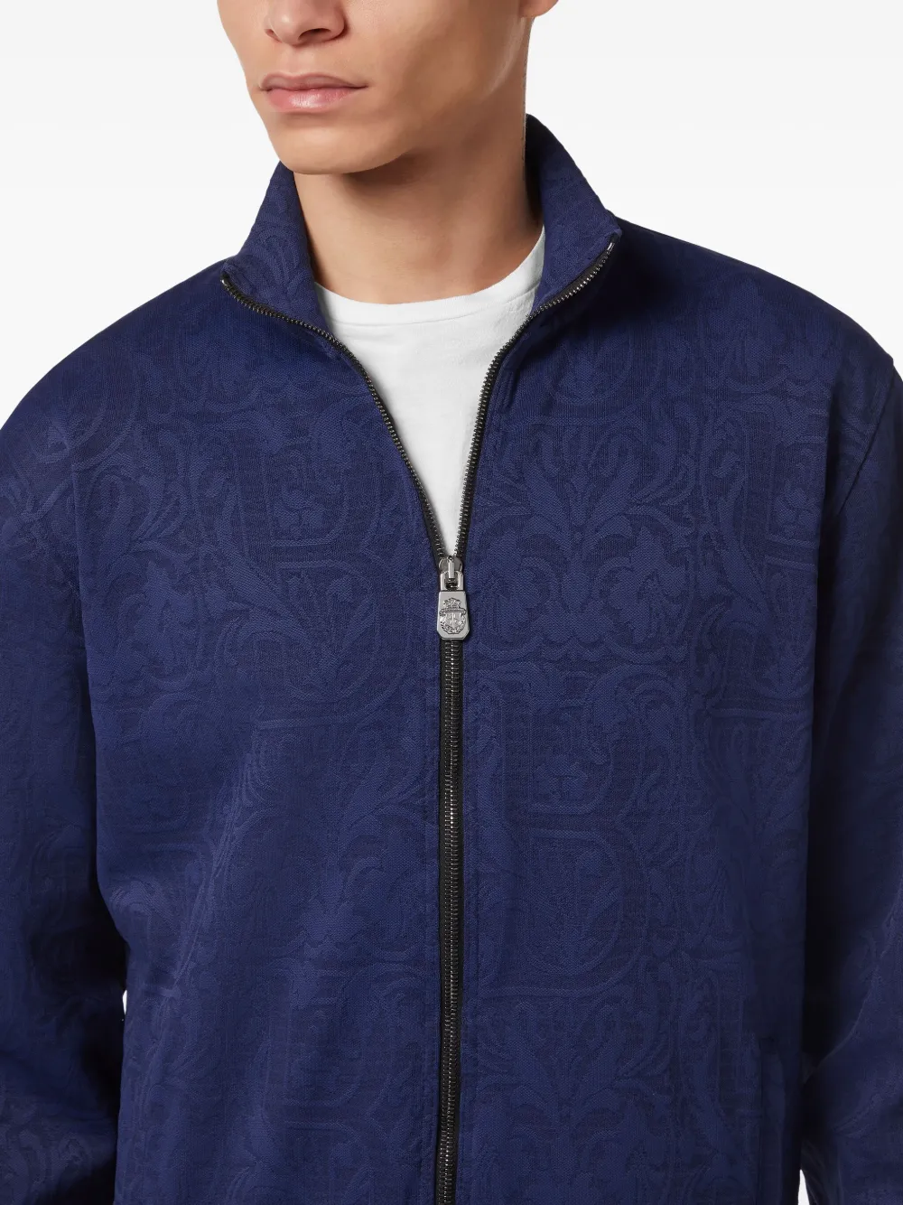 Billionaire Sweater met jacquard en rits Blauw