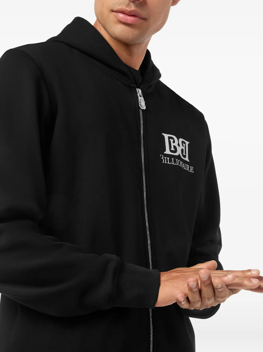 Billionaire Hoodie met logoprint en rits Zwart