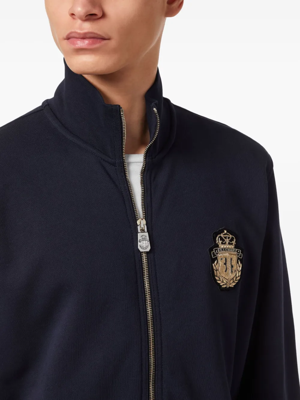 Billionaire Sweater met logopatch en rits Blauw