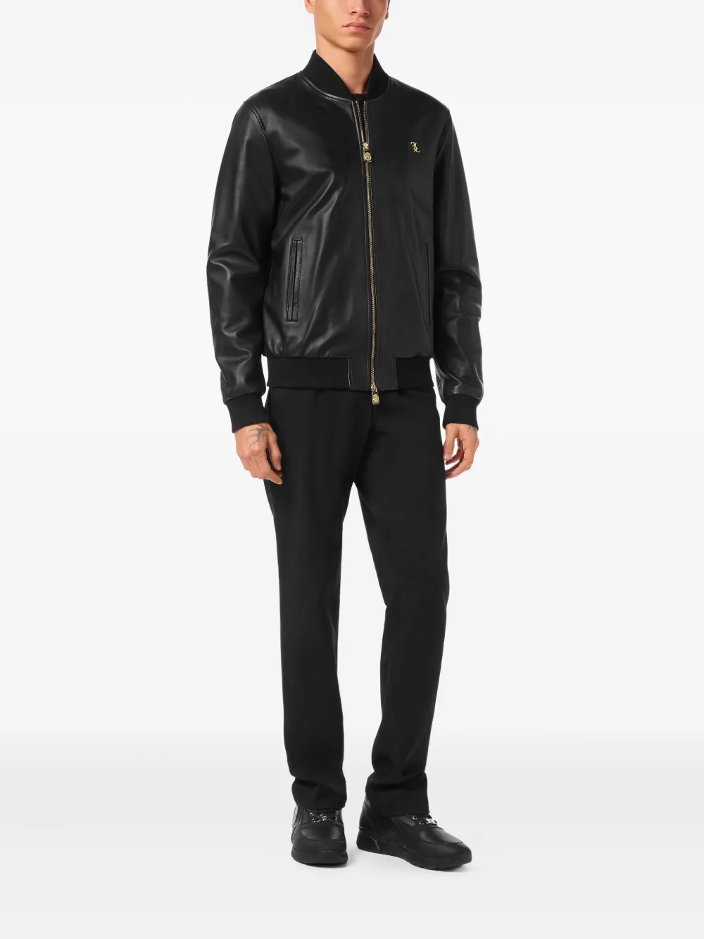 Billionaire Leren bomberjack Zwart