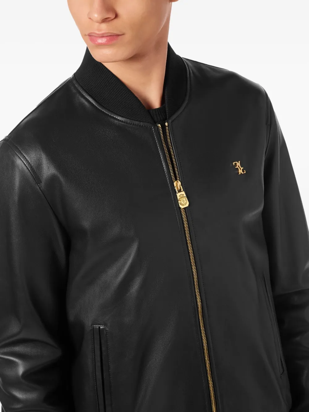 Billionaire Leren bomberjack Zwart