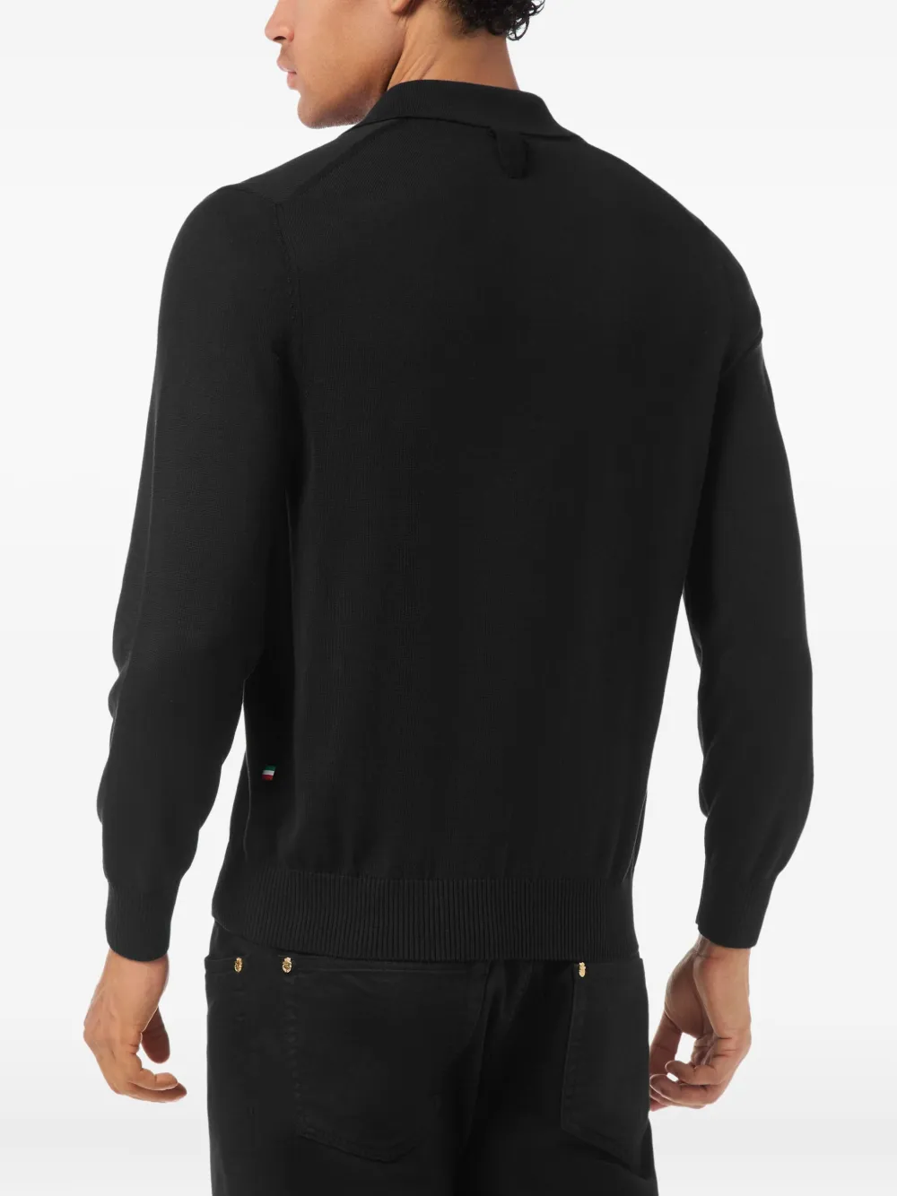 Billionaire Poloshirt met logoplakkaat en lange mouwen Zwart