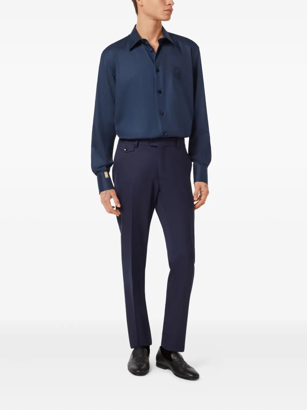 Billionaire logo-patch shirt Blauw