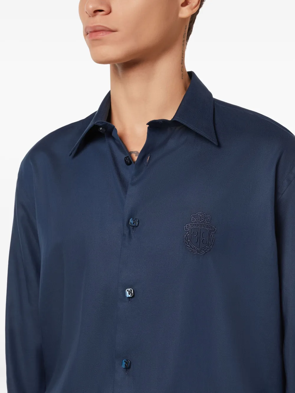 Billionaire logo-patch shirt Blauw