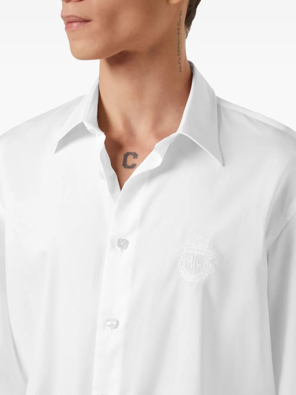 Billionaire logo-embroidered shirt Wit
