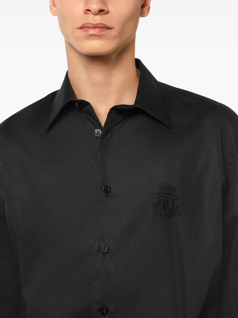Billionaire logo-embroidered shirt Zwart